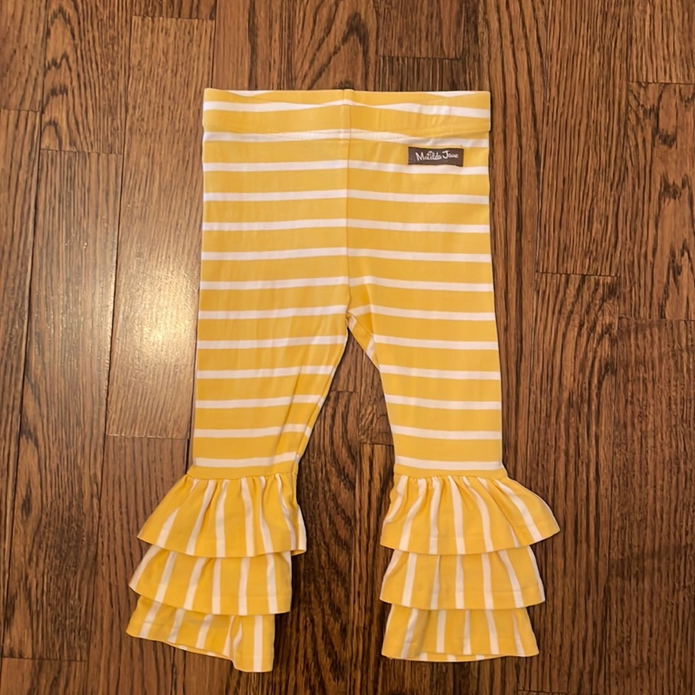 Yellow and white striped toddler pants